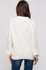 Cream Soft Knit Rolled Hem Maternity Sweater