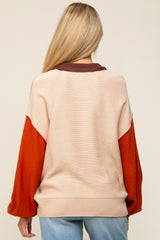 Brown Multi-Color Knit Maternity Sweater