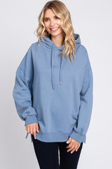 Blue Drawstring Maternity Hoodie