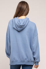 Blue Drawstring Maternity Hoodie