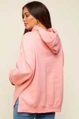 Pink Drawstring Maternity Hoodie