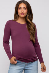 Plum Long Sleeve Maternity Top