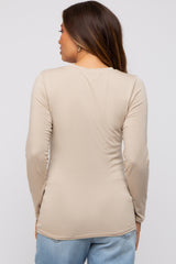 Beige Long Sleeve Maternity Top