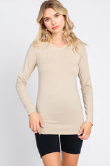 Beige Long Sleeve Maternity Top