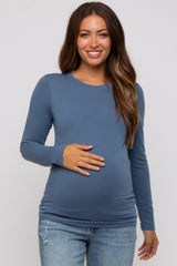 Blue Long Sleeve Maternity Top