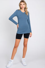 Blue Long Sleeve Maternity Top