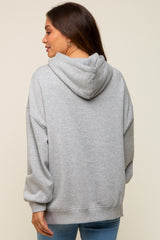 Heather Grey Drawstring Maternity Hoodie