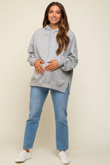 Heather Grey Drawstring Maternity Hoodie