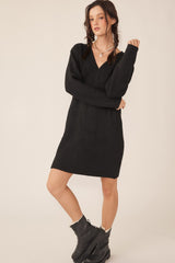 Black V-Neck Oversized Maternity Sweater Dress