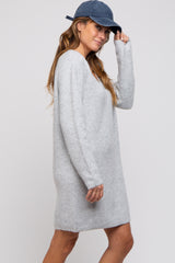 Heather Grey V-Neck Oversized Sweater Dress