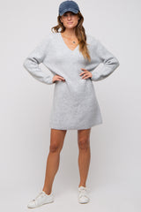 Heather Grey V-Neck Oversized Sweater Dress