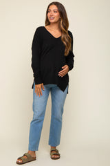 Black Long Sleeve Side Slit Maternity Sweater