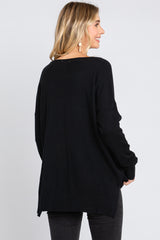 Black Long Sleeve Side Slit Sweater