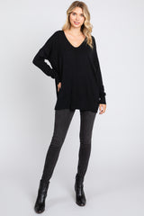 Black Long Sleeve Side Slit Sweater