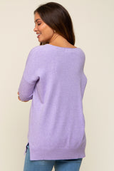 Lavender Long Sleeve Side Slit Maternity Sweater