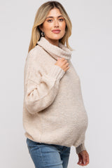 Cream Turtleneck Boucle Maternity Sweater