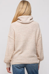 Cream Turtleneck Boucle Maternity Sweater