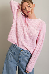 Light Pink  Cable Knit Sweater