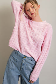 Light Pink  Cable Knit Sweater