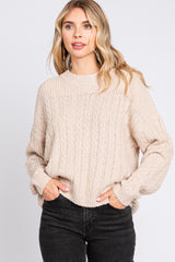 Cream Beige Cable Knit Sweater