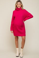 Fuchsia Turtleneck Maternity Sweater Dress