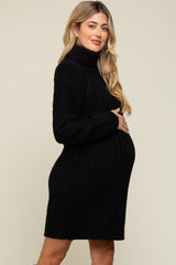 Black Turtleneck Maternity Sweater Dress