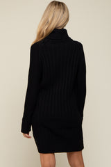 Black Turtleneck Maternity Sweater Dress