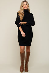 Black Turtleneck Maternity Sweater Dress