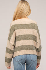 Olive Striped Knit Cropped Maternity Sweater