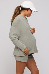 Sage Sweater and Short Maternity Set