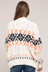 Cream Printed Chunky Cable Knit Maternity Cardigan