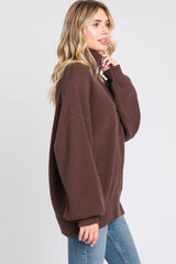 Brown Oversized Zip Up Cardigan