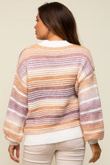 Multicolor Stripe Balloon Sleeve Maternity Sweater