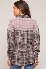 Lavender Mixed Plaid Maternity Top