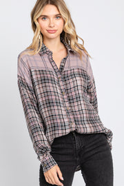 Lavender Mixed Plaid Top