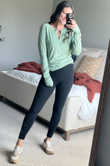 Mint Long Sleeve V-Neck Top