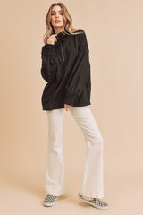 Black Half Zip Pullover Top