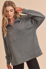 Charcoal Half Zip Pullover Top