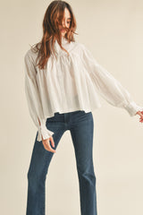 Off White Button Down Babydoll Top