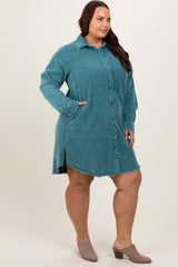 Jade Corduroy Button Down Collared Plus Dress