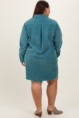 Jade Corduroy Button Down Collared Plus Dress