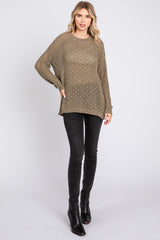 Olive Chenille Open Knit Sweater