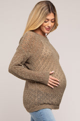 Olive Chenille Open Knit Maternity Sweater