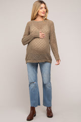 Olive Chenille Open Knit Maternity Sweater