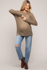 Olive Chenille Open Knit Maternity Sweater