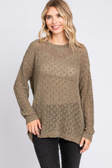 Olive Chenille Open Knit Sweater