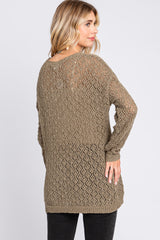 Olive Chenille Open Knit Sweater