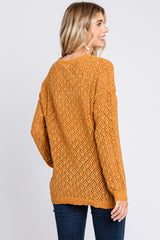 Gold Chenille Open Knit Sweater