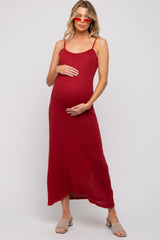 Rust Open Knit Crochet Maternity Midi Dress