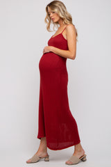 Rust Open Knit Crochet Maternity Midi Dress